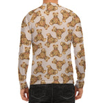 Watercolor Teddy Bear Pattern Print Men's Long Sleeve Rash Guard