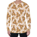 Watercolor Teddy Bear Pattern Print Men's Long Sleeve T-Shirt
