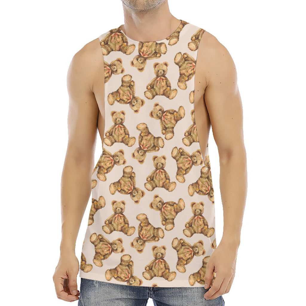 Watercolor Teddy Bear Pattern Print Men's Muscle Tank Top