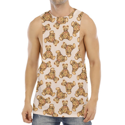 Watercolor Teddy Bear Pattern Print Men's Muscle Tank Top