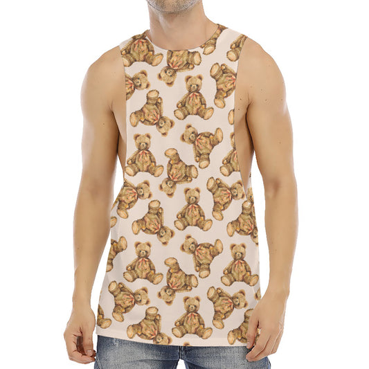 Watercolor Teddy Bear Pattern Print Men's Muscle Tank Top