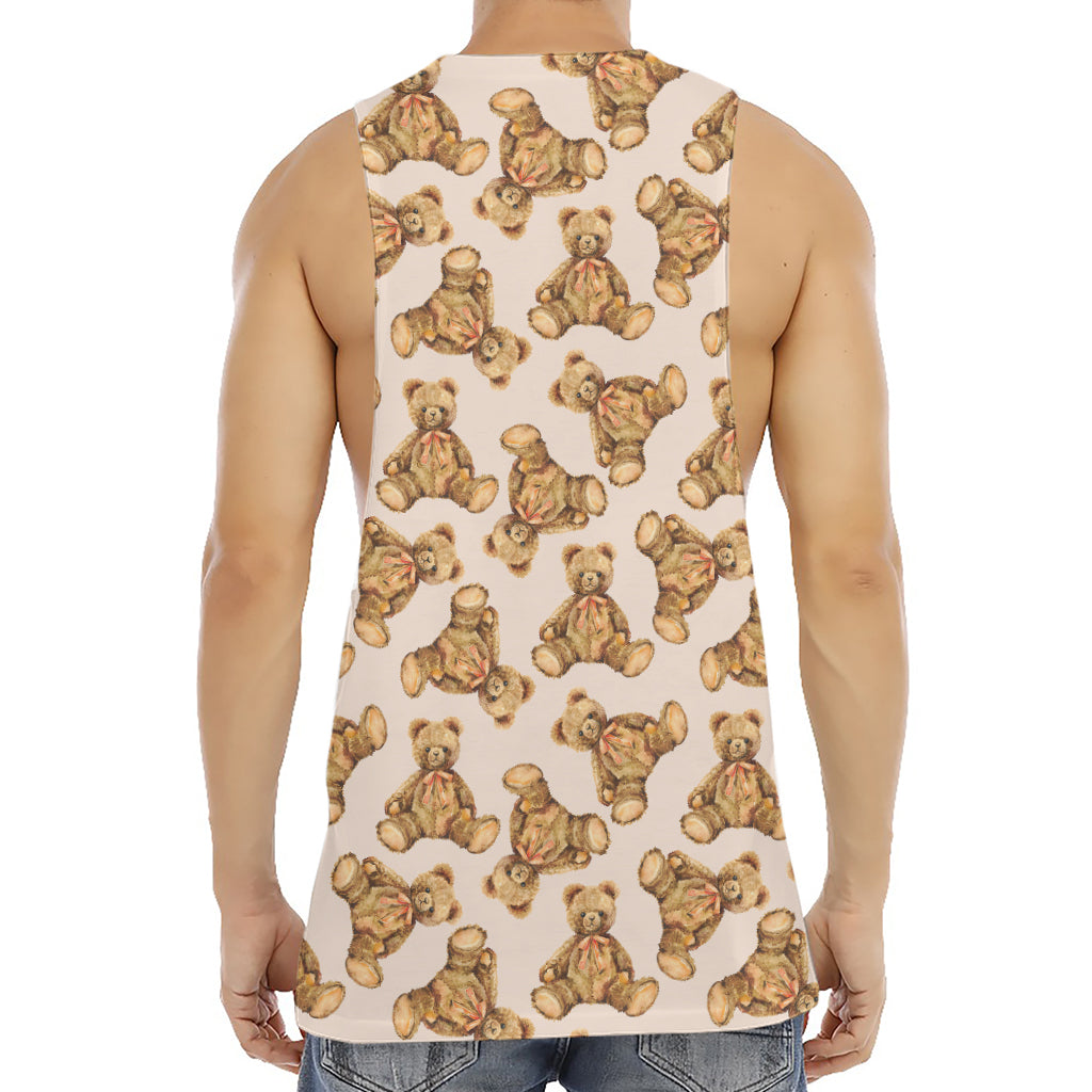 Watercolor Teddy Bear Pattern Print Men's Muscle Tank Top