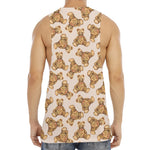 Watercolor Teddy Bear Pattern Print Men's Muscle Tank Top