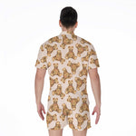 Watercolor Teddy Bear Pattern Print Men's Rompers