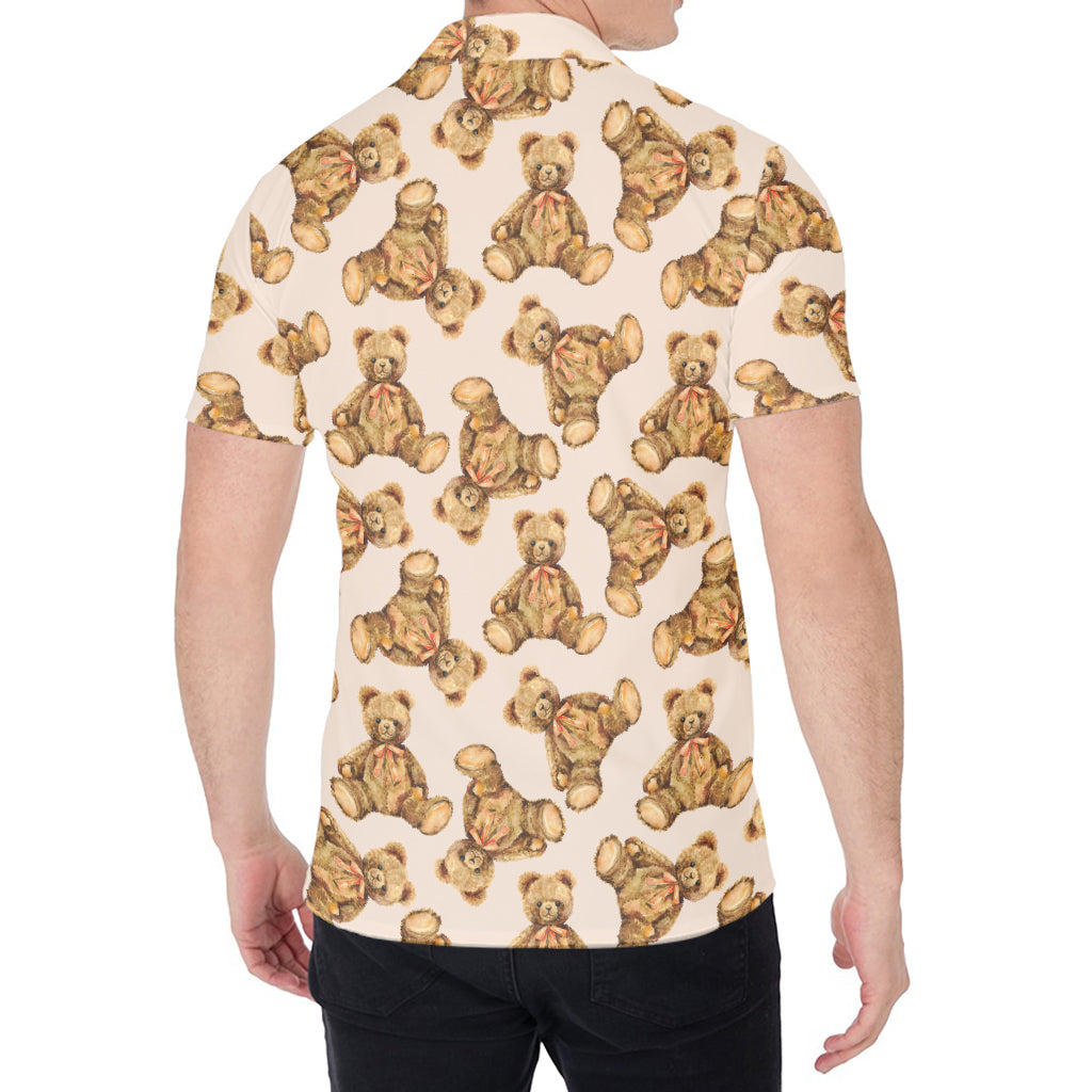 Watercolor Teddy Bear Pattern Print Men's Shirt