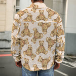 Watercolor Teddy Bear Pattern Print Men's Shirt Jacket