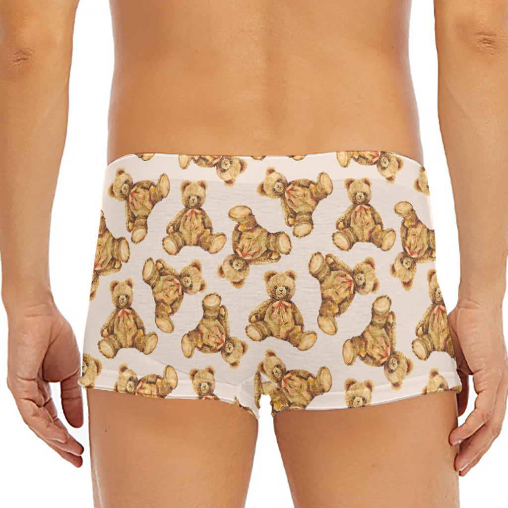 Watercolor Teddy Bear Pattern Print Men's Short Boxer Briefs