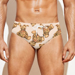 Watercolor Teddy Bear Pattern Print Men's Swim Briefs
