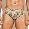 Watercolor Teddy Bear Pattern Print Men's Swim Briefs