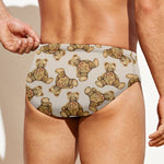 Watercolor Teddy Bear Pattern Print Men's Swim Briefs