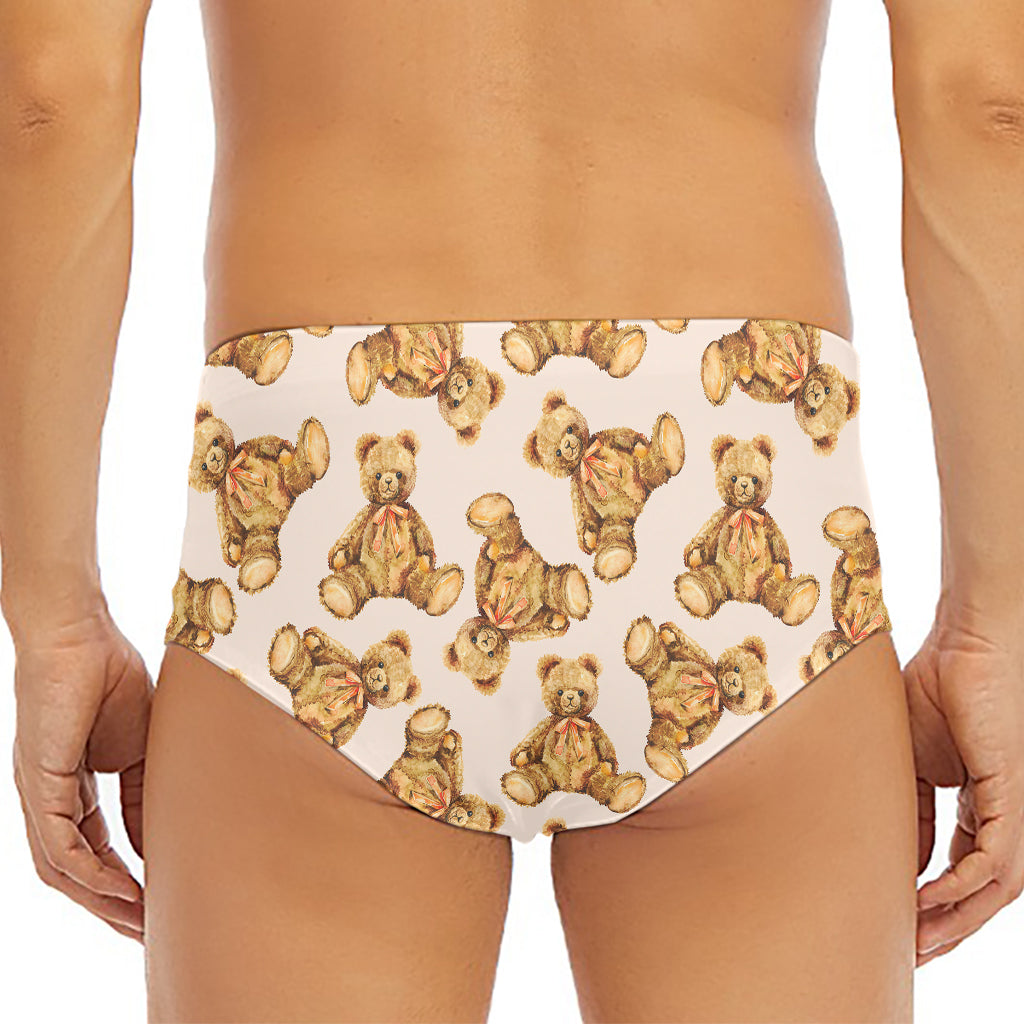 Watercolor Teddy Bear Pattern Print Men's Triangle Swim Briefs