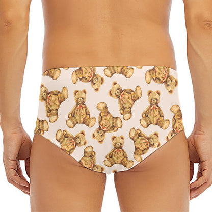 Watercolor Teddy Bear Pattern Print Men's Triangle Swim Briefs