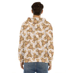 Watercolor Teddy Bear Pattern Print Men's Velvet Pullover Hoodie