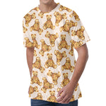 Watercolor Teddy Bear Pattern Print Men's Velvet T-Shirt