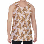 Watercolor Teddy Bear Pattern Print Men's Velvet Tank Top