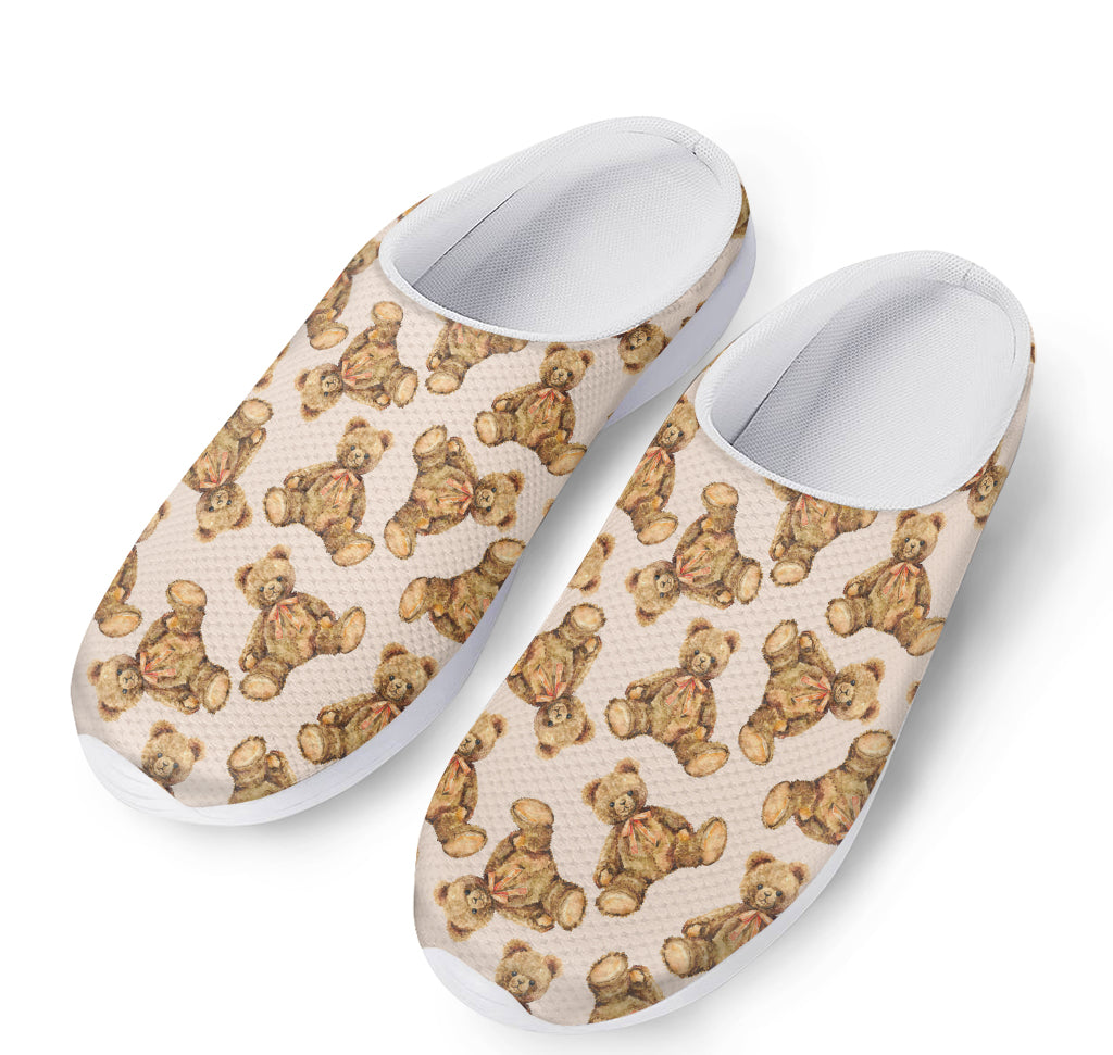 Watercolor Teddy Bear Pattern Print Mesh Casual Shoes