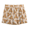 Watercolor Teddy Bear Pattern Print Mesh Shorts