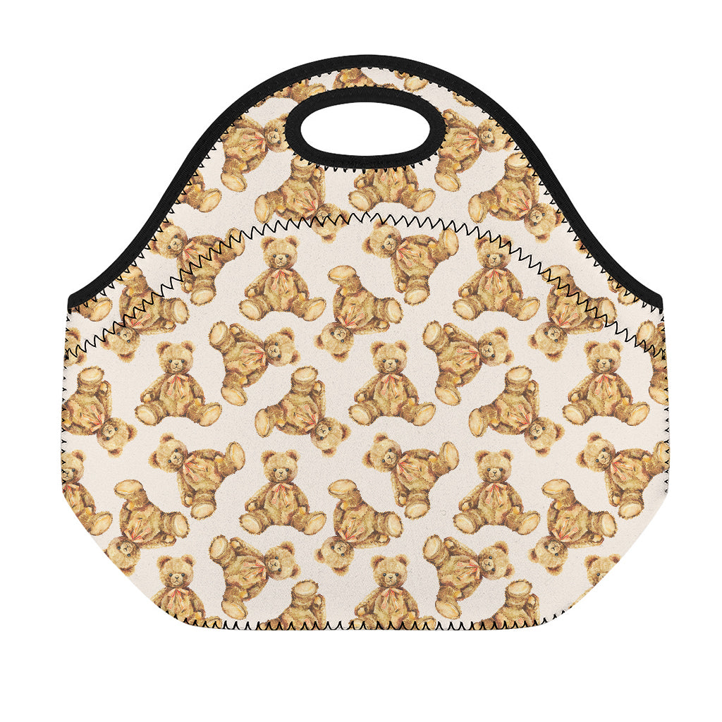 Watercolor Teddy Bear Pattern Print Neoprene Lunch Bag