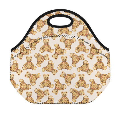Watercolor Teddy Bear Pattern Print Neoprene Lunch Bag