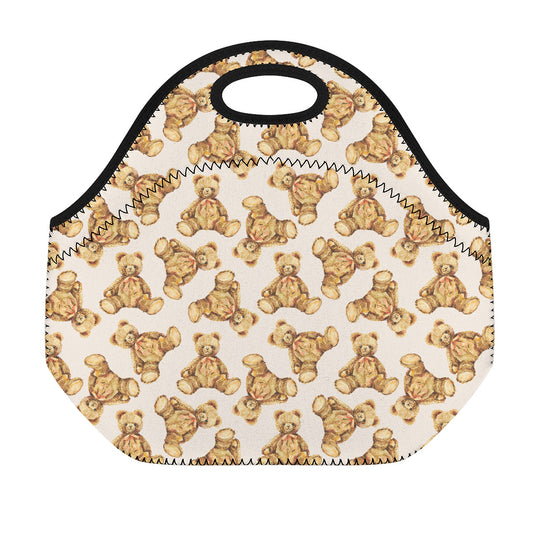 Watercolor Teddy Bear Pattern Print Neoprene Lunch Bag