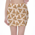 Watercolor Teddy Bear Pattern Print Pencil Mini Skirt