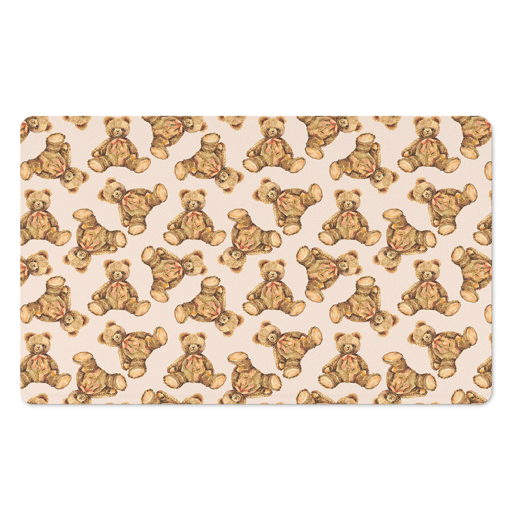 Watercolor Teddy Bear Pattern Print Polyester Doormat