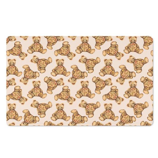 Watercolor Teddy Bear Pattern Print Polyester Doormat