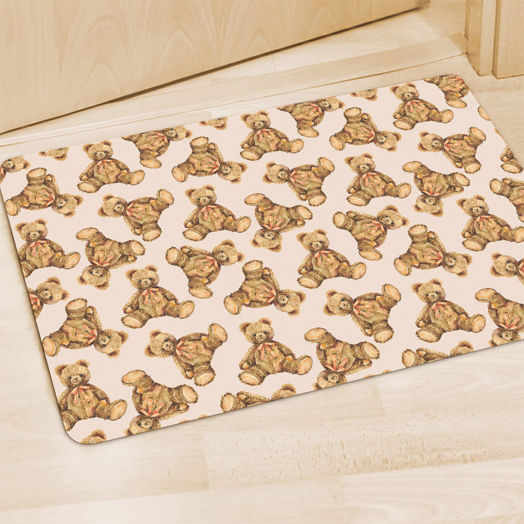 Watercolor Teddy Bear Pattern Print Polyester Doormat