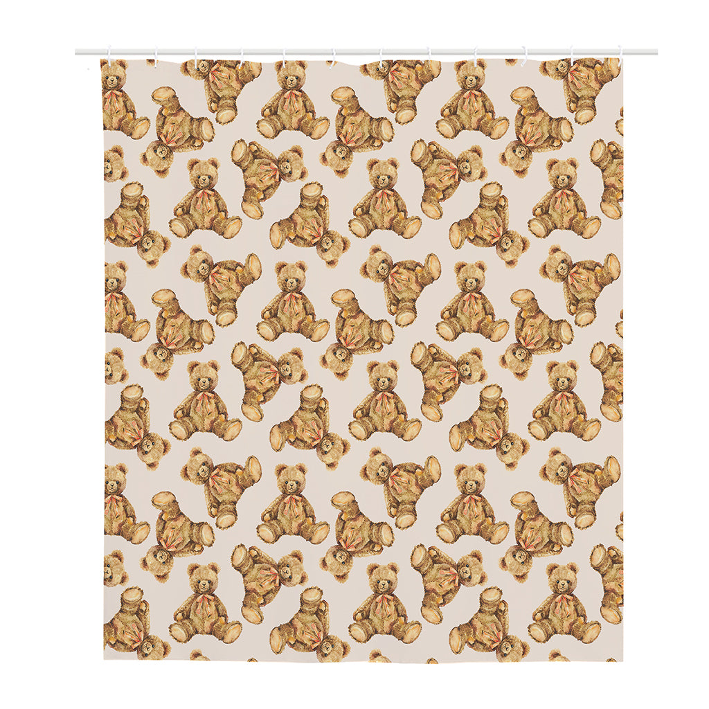 Watercolor Teddy Bear Pattern Print Polyester Shower Curtain
