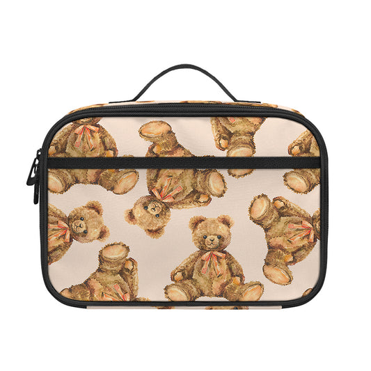 Watercolor Teddy Bear Pattern Print Portable Lunch Bag