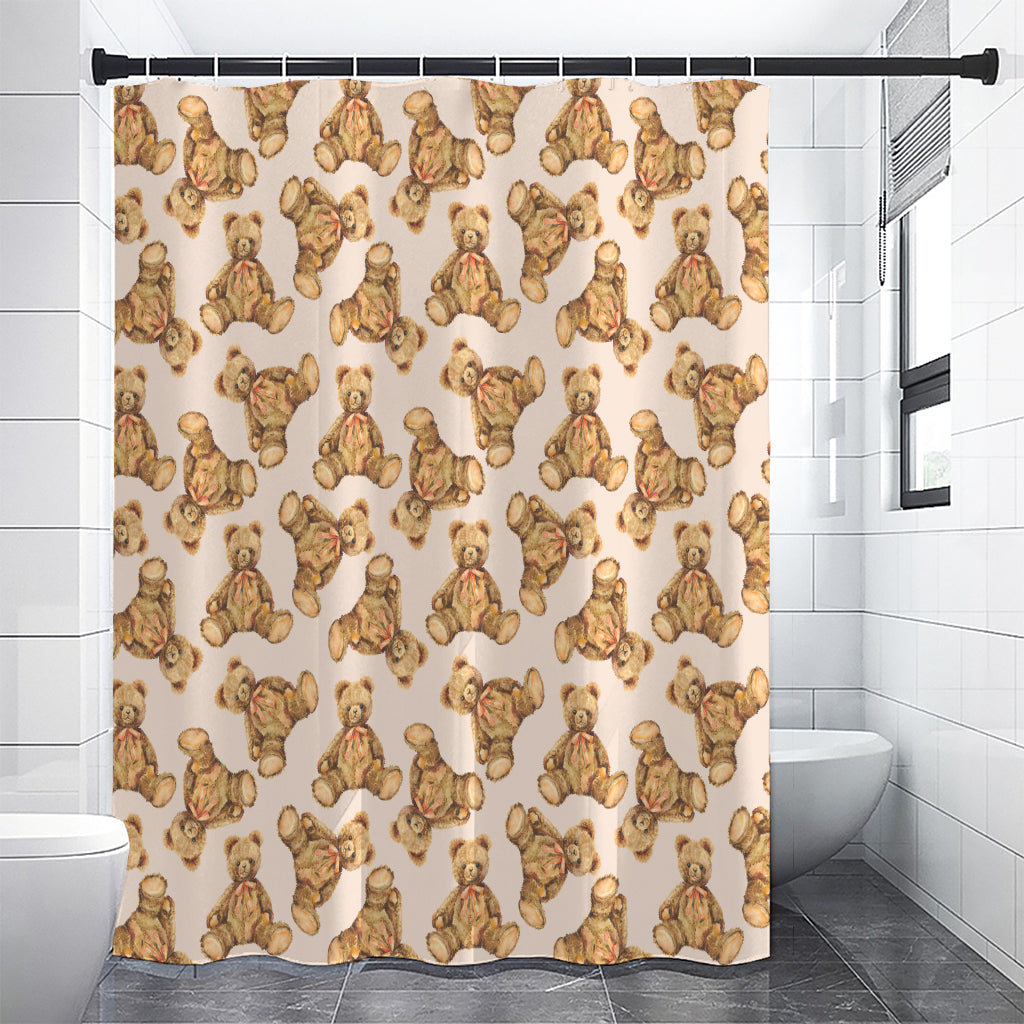 Watercolor Teddy Bear Pattern Print Premium Shower Curtain