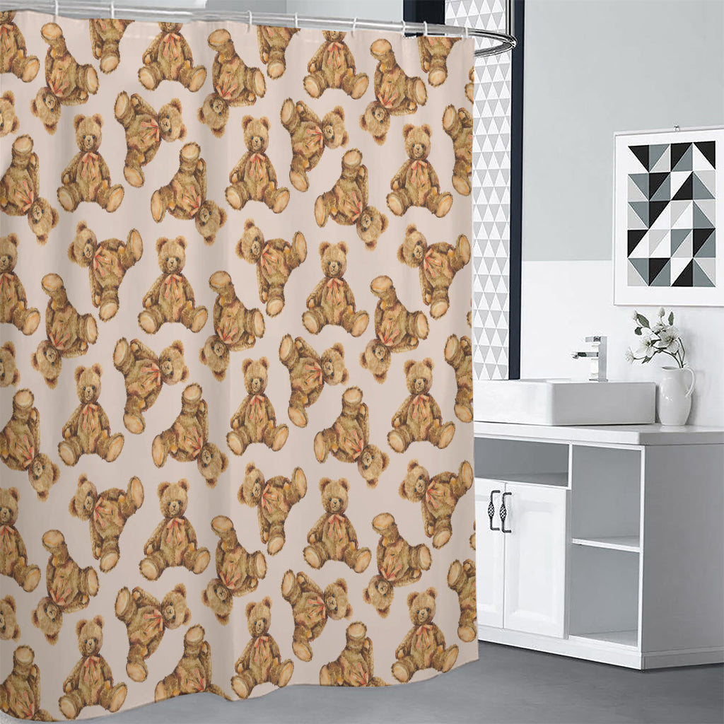 Watercolor Teddy Bear Pattern Print Premium Shower Curtain