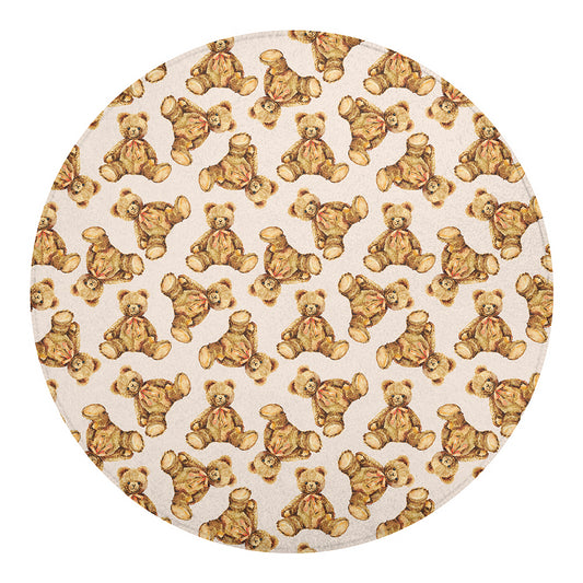 Watercolor Teddy Bear Pattern Print Round Blanket