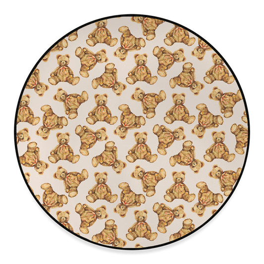 Watercolor Teddy Bear Pattern Print Round Floor Mat