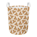 Watercolor Teddy Bear Pattern Print Round Laundry Basket