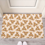 Watercolor Teddy Bear Pattern Print Rubber Doormat