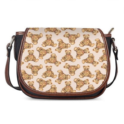 Watercolor Teddy Bear Pattern Print Saddle Bag