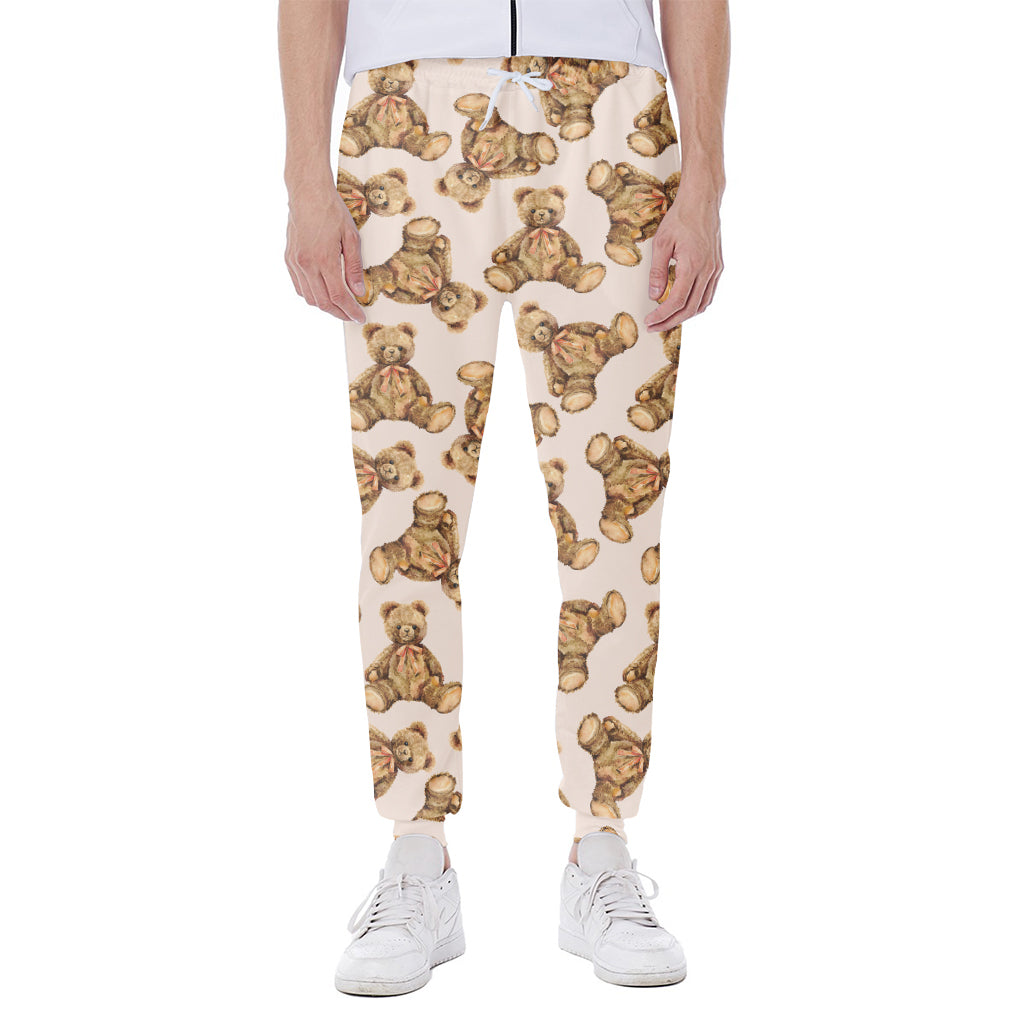 Watercolor Teddy Bear Pattern Print Scuba Joggers