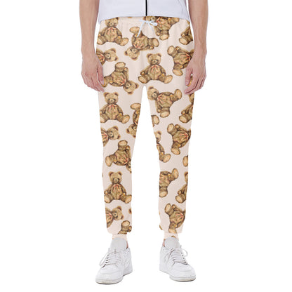 Watercolor Teddy Bear Pattern Print Scuba Joggers