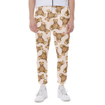 Watercolor Teddy Bear Pattern Print Scuba Joggers