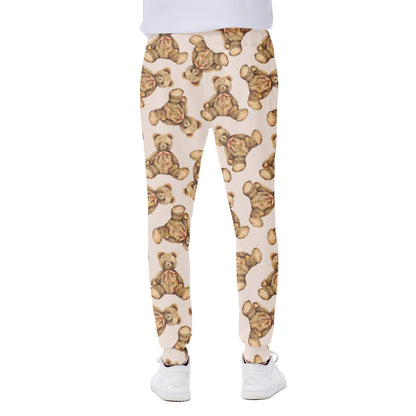 Watercolor Teddy Bear Pattern Print Scuba Joggers