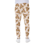 Watercolor Teddy Bear Pattern Print Scuba Joggers