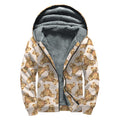 Watercolor Teddy Bear Pattern Print Sherpa Lined Zip Up Hoodie