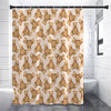 Watercolor Teddy Bear Pattern Print Shower Curtain