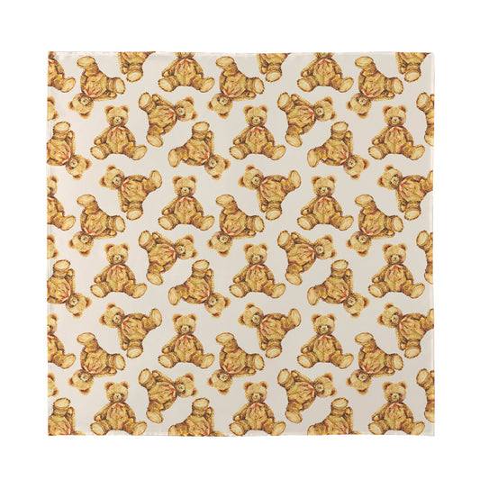 Watercolor Teddy Bear Pattern Print Silk Bandana