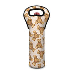 Watercolor Teddy Bear Pattern Print Single Neoprene Wine Tote