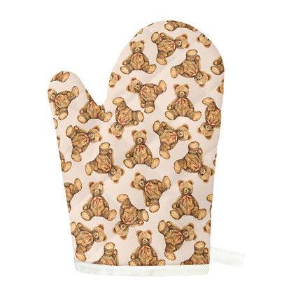 Watercolor Teddy Bear Pattern Print Single Oven Mitt