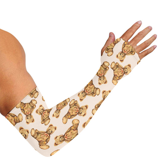 Watercolor Teddy Bear Pattern Print Sun Protection Arm Sleeves