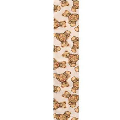 Watercolor Teddy Bear Pattern Print Table Runner