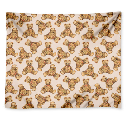 Watercolor Teddy Bear Pattern Print Tapestry